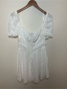 Mistress Rocks White Eyelet Dress - Puff Sleeve Mini